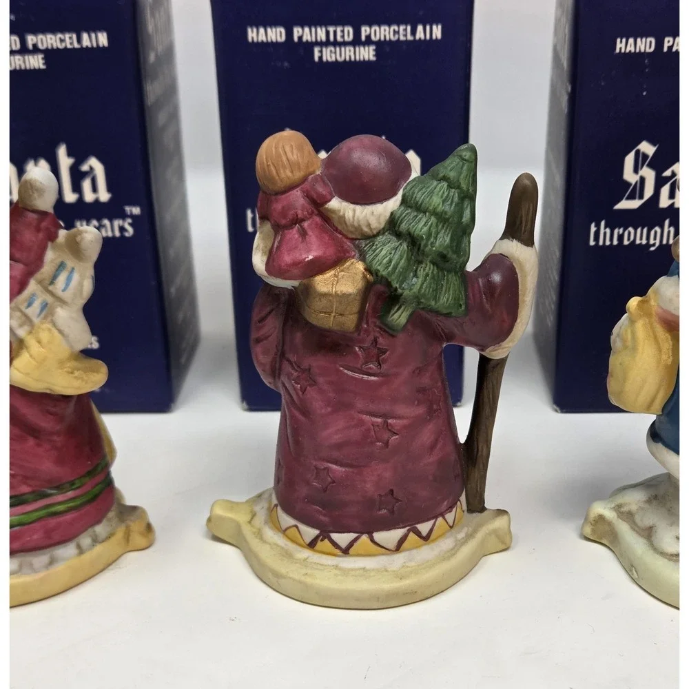 6 Santa Claus Through the Years Figures Figurine Porcelain Holiday Collectibles